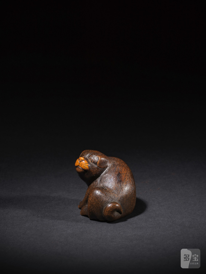 木彫根付 仔犬 銘「正路」 19世紀 | NETSUKE EN BOIS REPRÉSENTANT UN CHIOT - 图9